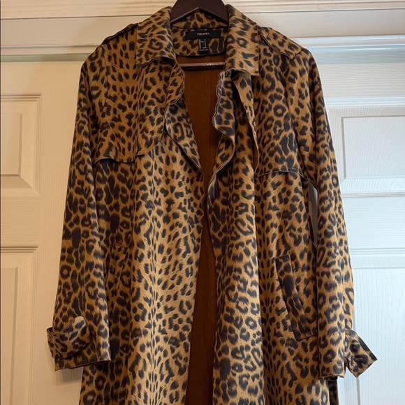Forever 21 Leopard Print Trench Jacket/Blazer - Picture 2 of 12